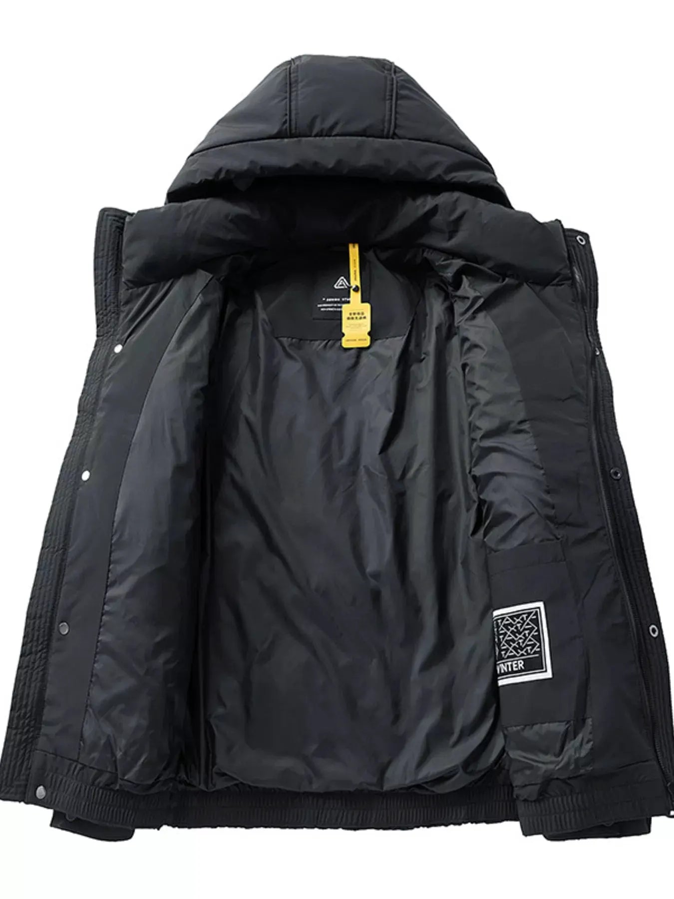 Men's Plus Size Snap Down Hooded Puffer Jacket by Partner Label