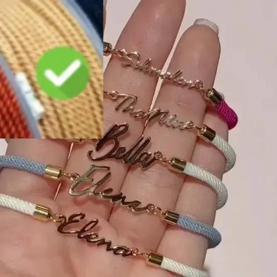 Personalized Colorful Rope Chain Custom Name Bracelet Personalized Adjustable Name Jewelry For Girls by Maiden-Art