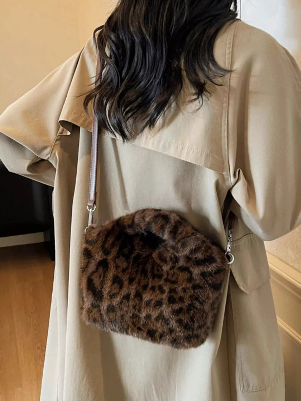 Leopard Plush Crossbody Bag by Partner Label
