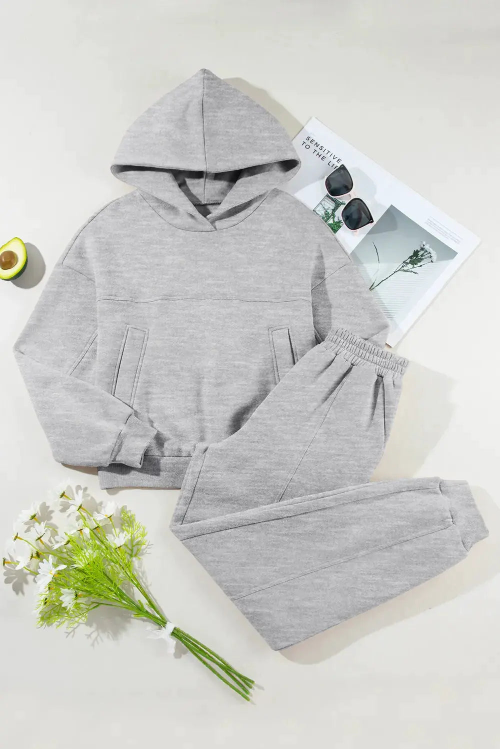 Dropped Shoulder Long Sleeve Hoodie and Pants Active Set by Partner Label