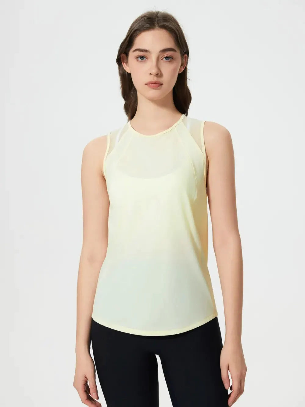 Millennia Cutout Back Round Neck Active Tank by Millennia