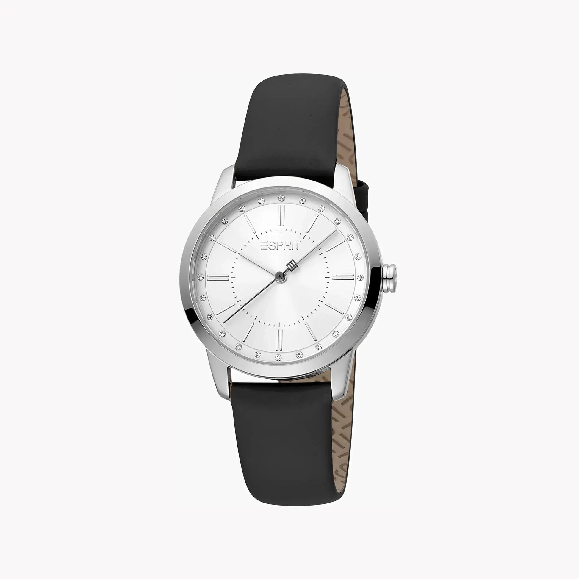Esprit Women's Black Leather Watch, Silver Dial | Es1l116m0055 by ESPRIT
