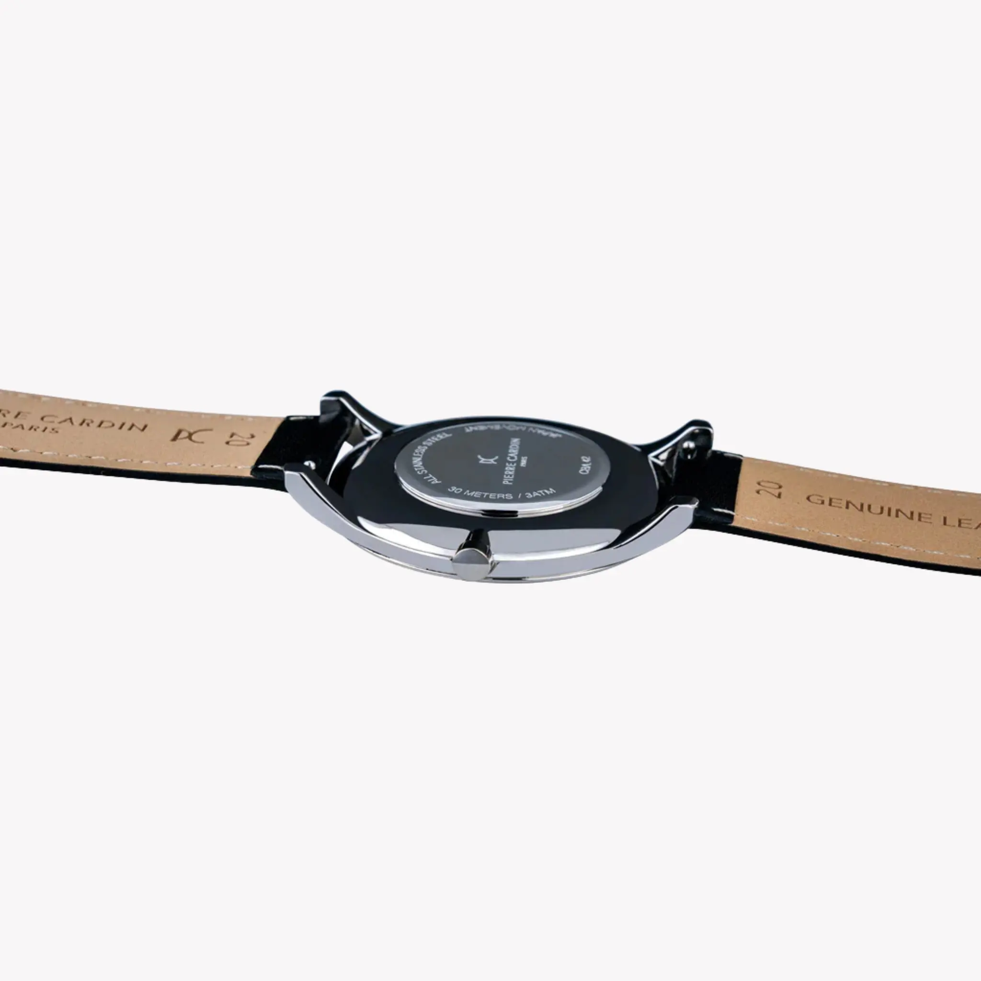 Pierre Cardin Men's Black Leather Watch, Silver Case | Cba.4002 by PIERRE CARDIN