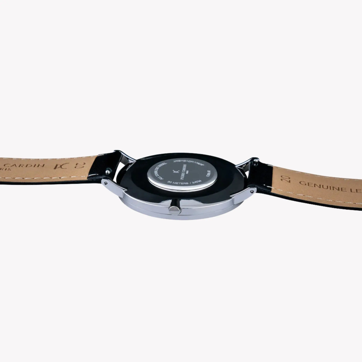 Pierre Cardin Men's Silver Stainless Steel, Black Leather | Cbn.3003 by PIERRE CARDIN