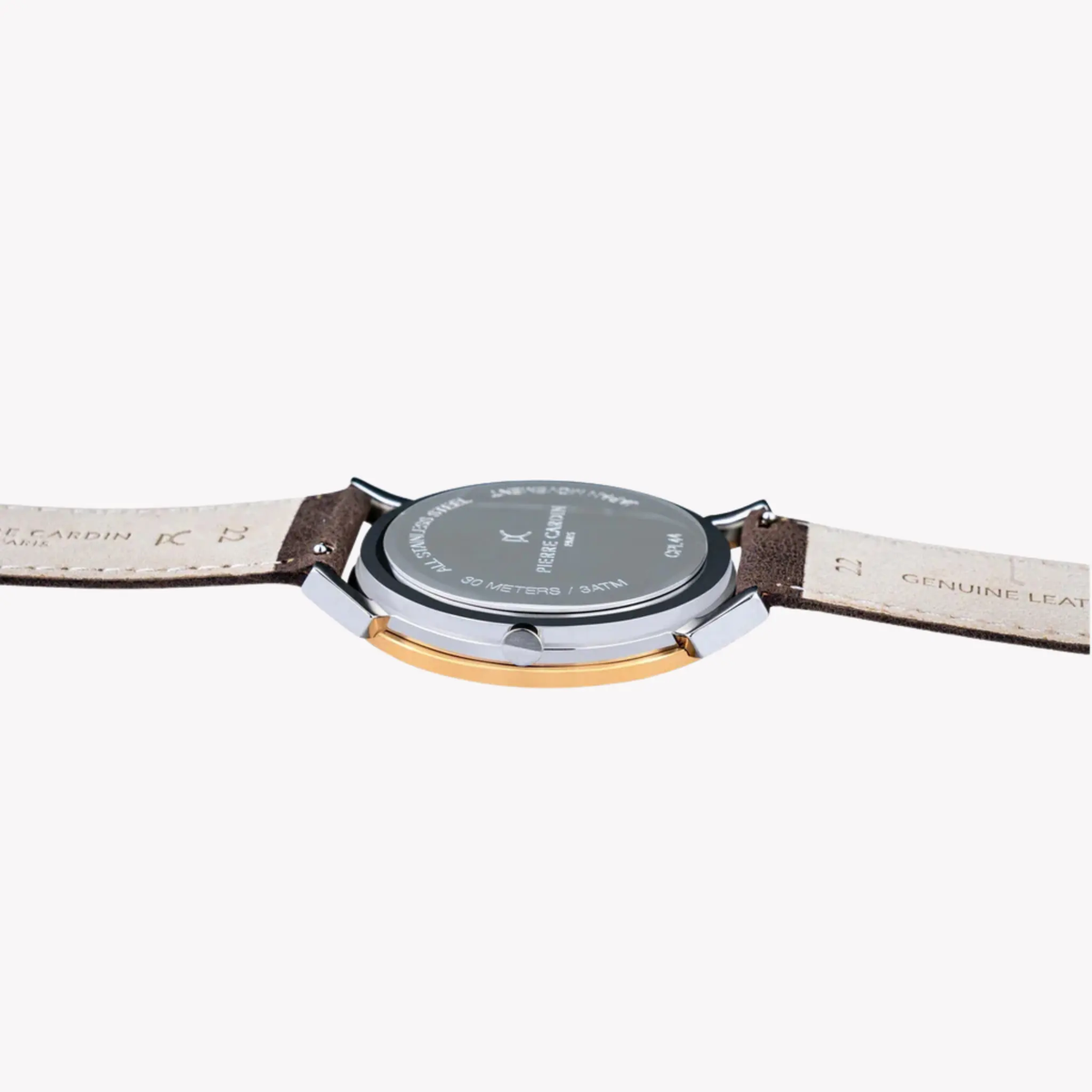 Pierre Cardin Men's Silver & Rose Gold, Brown Leather | Cpi.2078 by PIERRE CARDIN