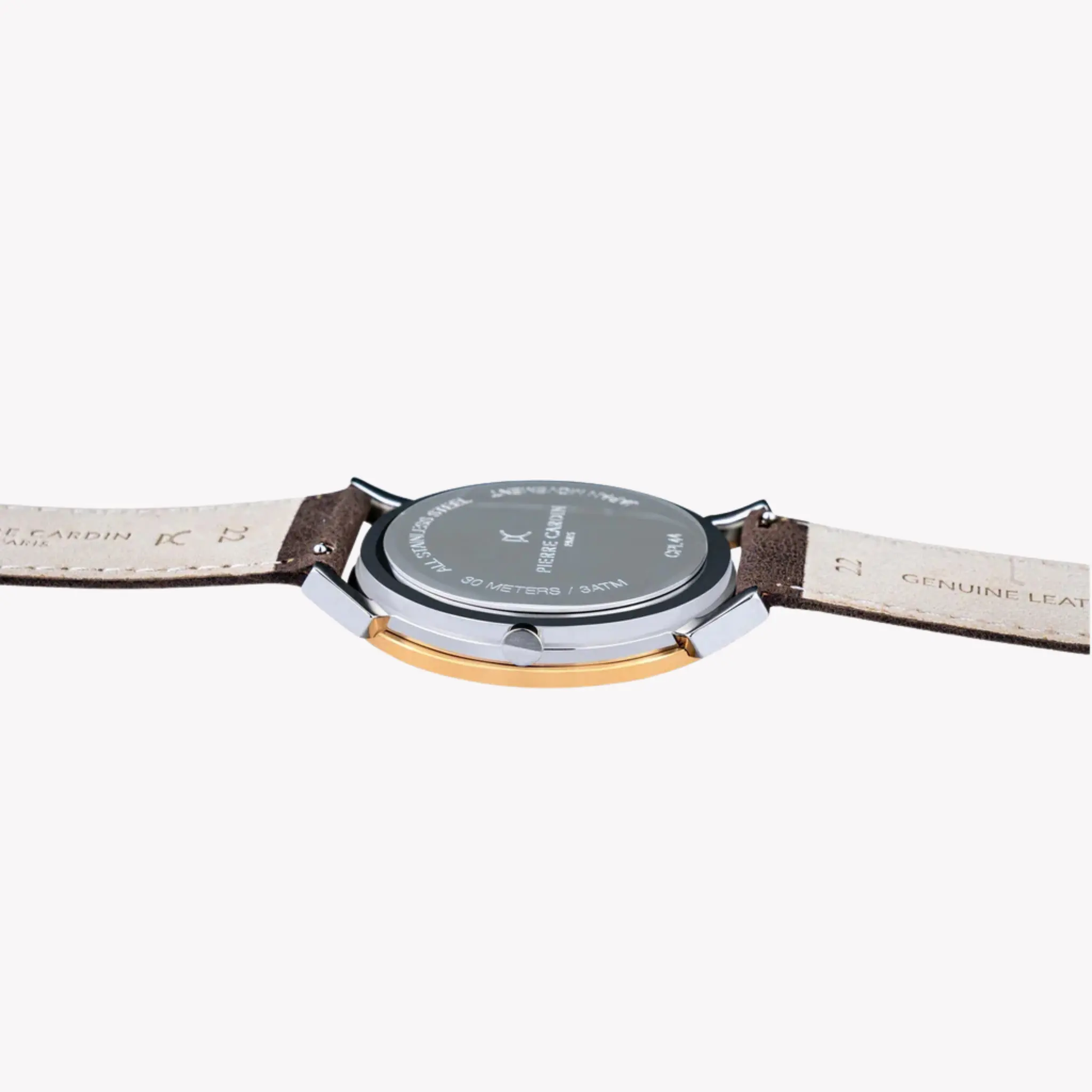 Pierre Cardin Men's Silver & Rose Gold, Brown Leather | Cpi.2078 by PIERRE CARDIN