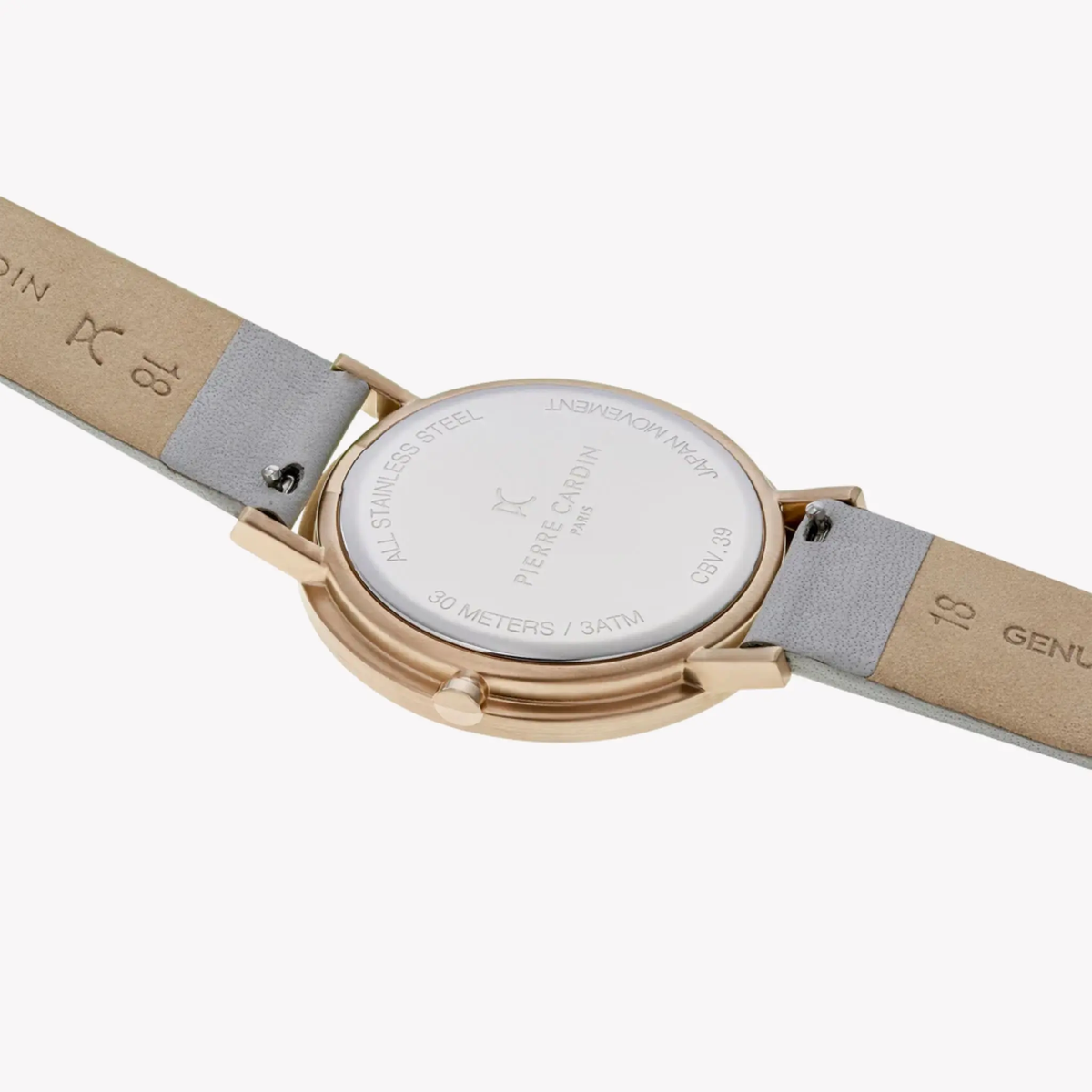 Pierre Cardin Women's Gray Leather Watch, Rose Gold Case | Cbv.1011 by PIERRE CARDIN