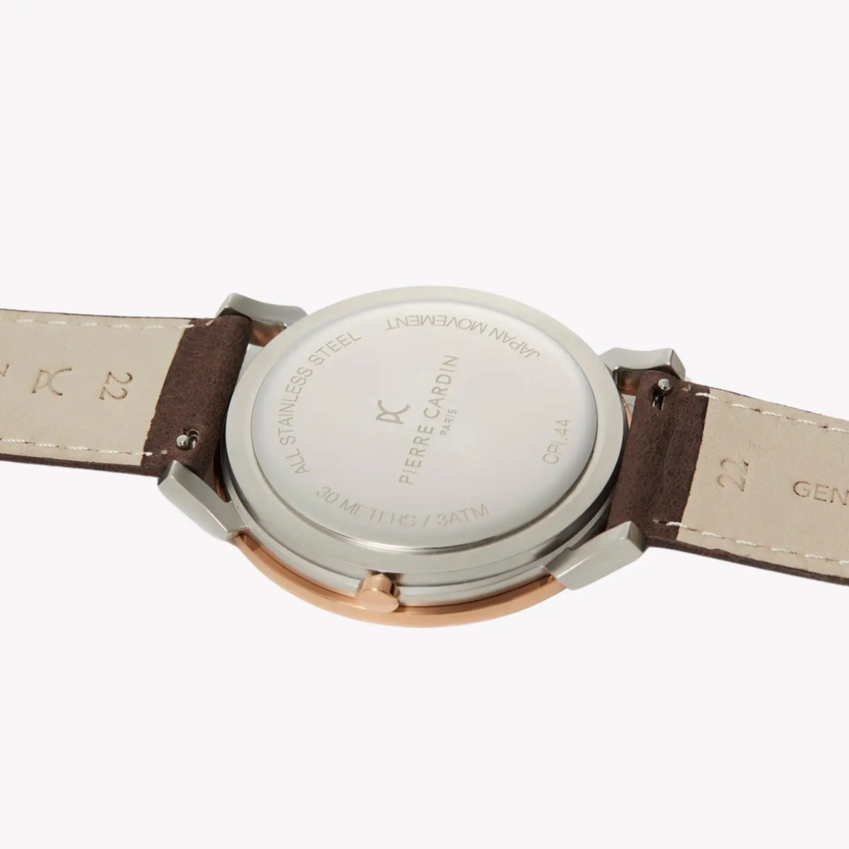 Pierre Cardin Men's Silver & Rose Gold Watch, Brown Leather | Cpi.2022 by PIERRE CARDIN