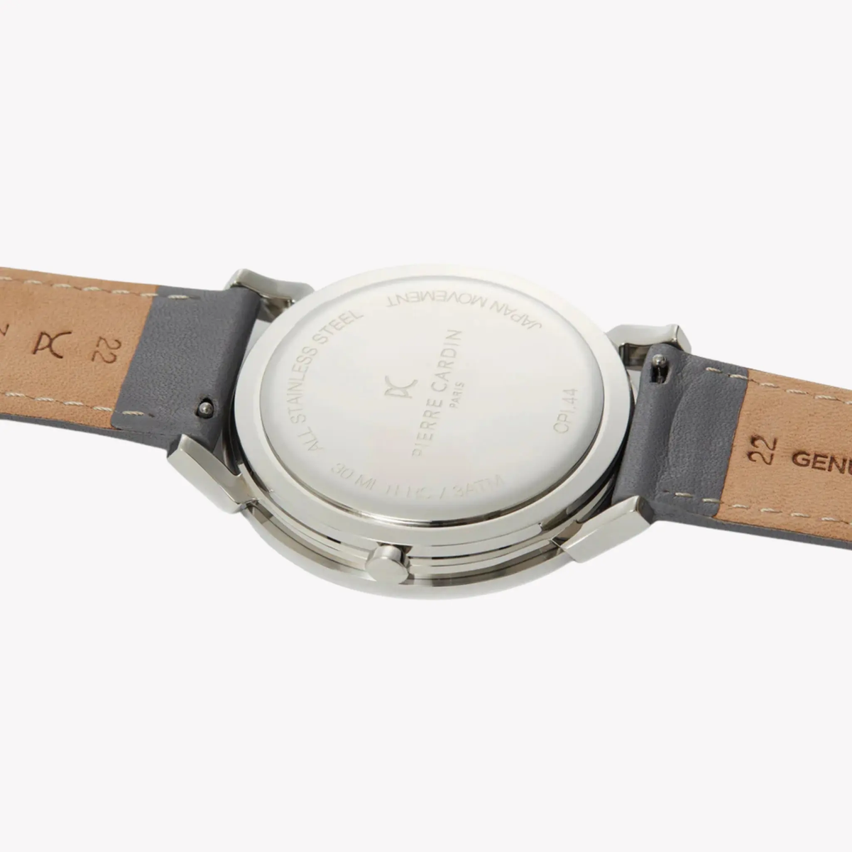 Pierre Cardin Men's Gray Leather Watch, Stainless Steel | Cpi.2025 by PIERRE CARDIN
