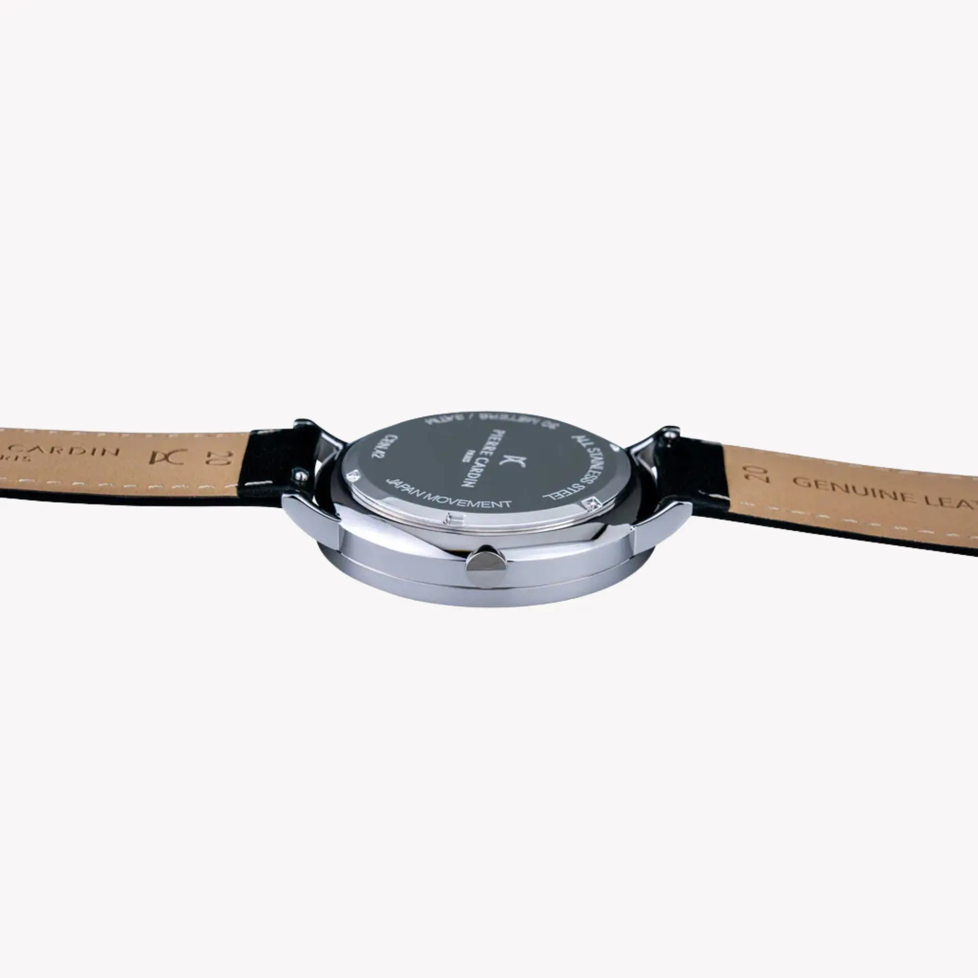 Pierre Cardin Men's Black Leather Watch, Silver Case | Cbn.3019 by PIERRE CARDIN