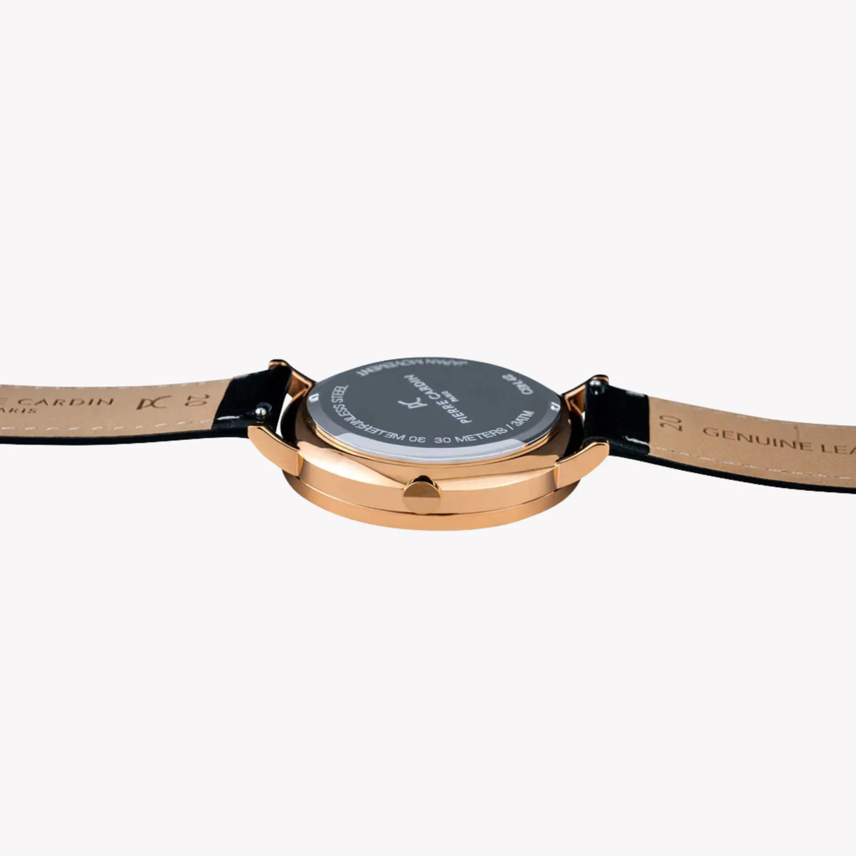 Pierre Cardin Men's Black Leather Watch, Rose Gold Case | Cbn.3023 by PIERRE CARDIN