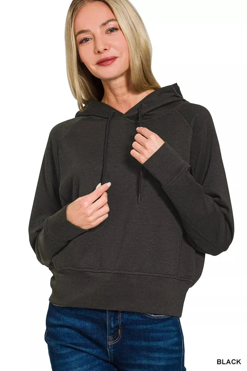 Zenana Drawstring Scuba Hoodie by Zenana