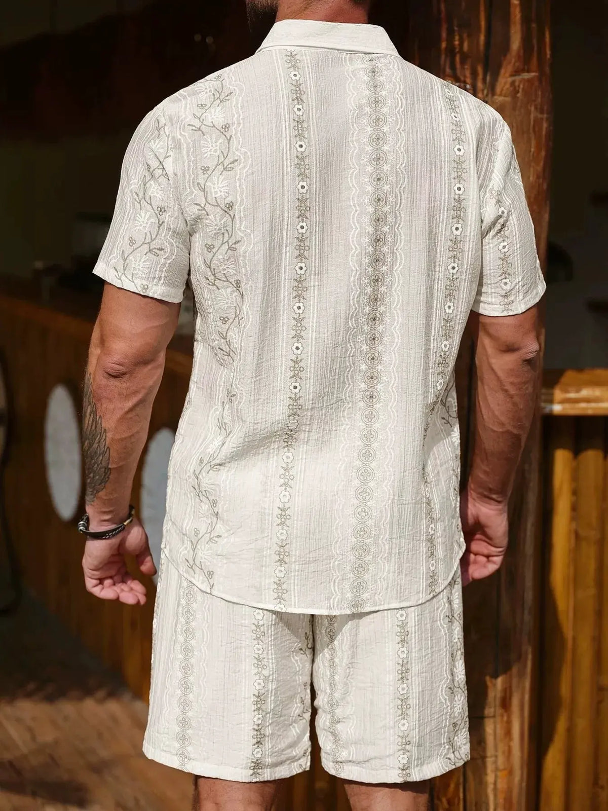 Men's Flower Short Sleeve Shirt and Shorts Set by Trendsi