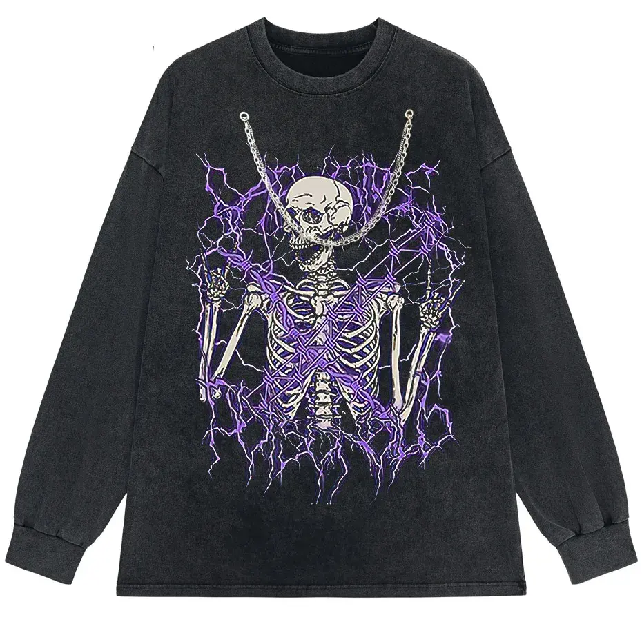 Angel Skull Graphic T-Shirt Plus Size Goth Streetwear Cotton Short Sleeve Unisex by Vimost Shop