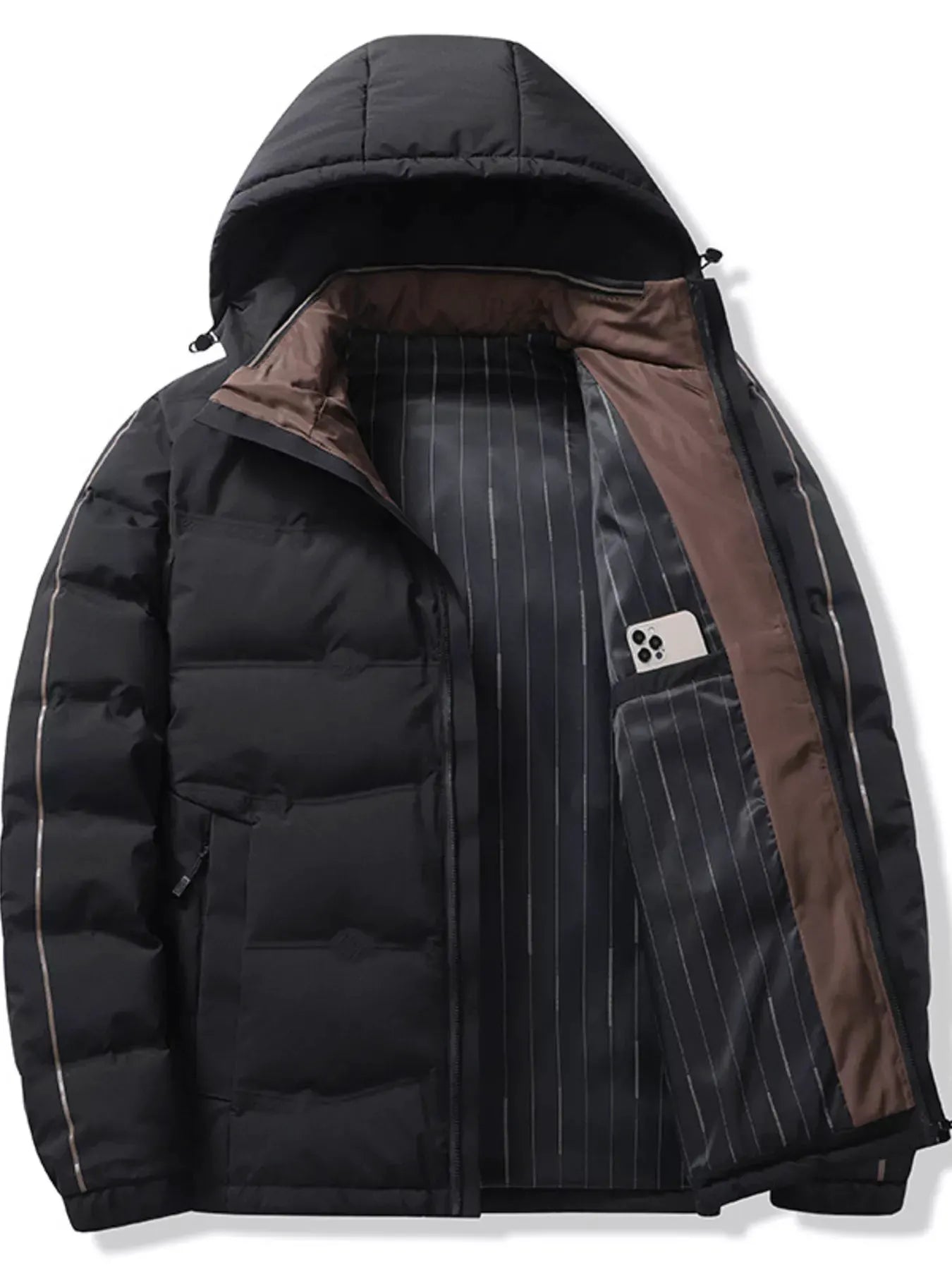 Men's Plus Size Warm Padded Hooded Winter Puffer Jacket by Partner Label