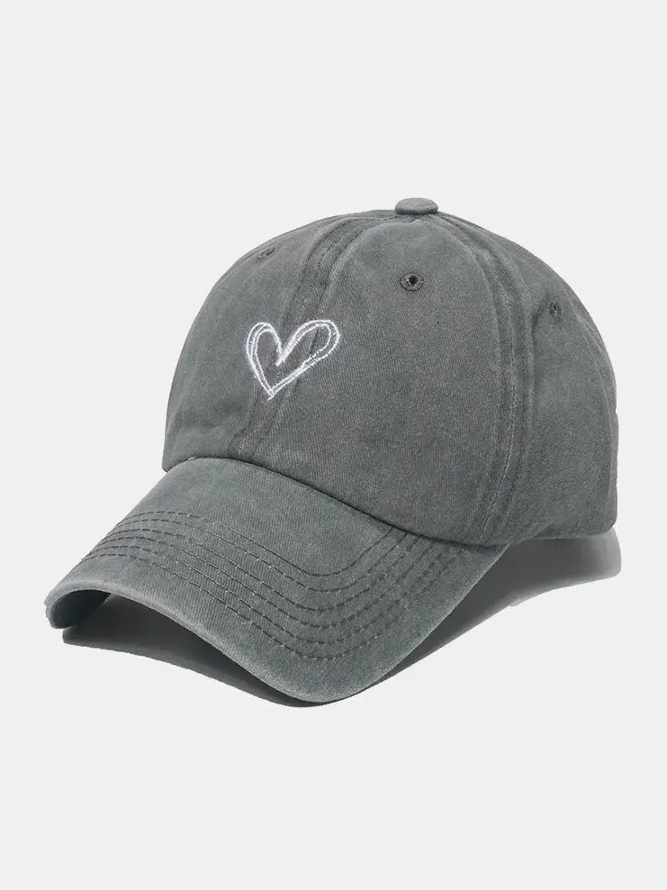 Embroidered Heart Washed Cotton Baseball Cap by Partner Label