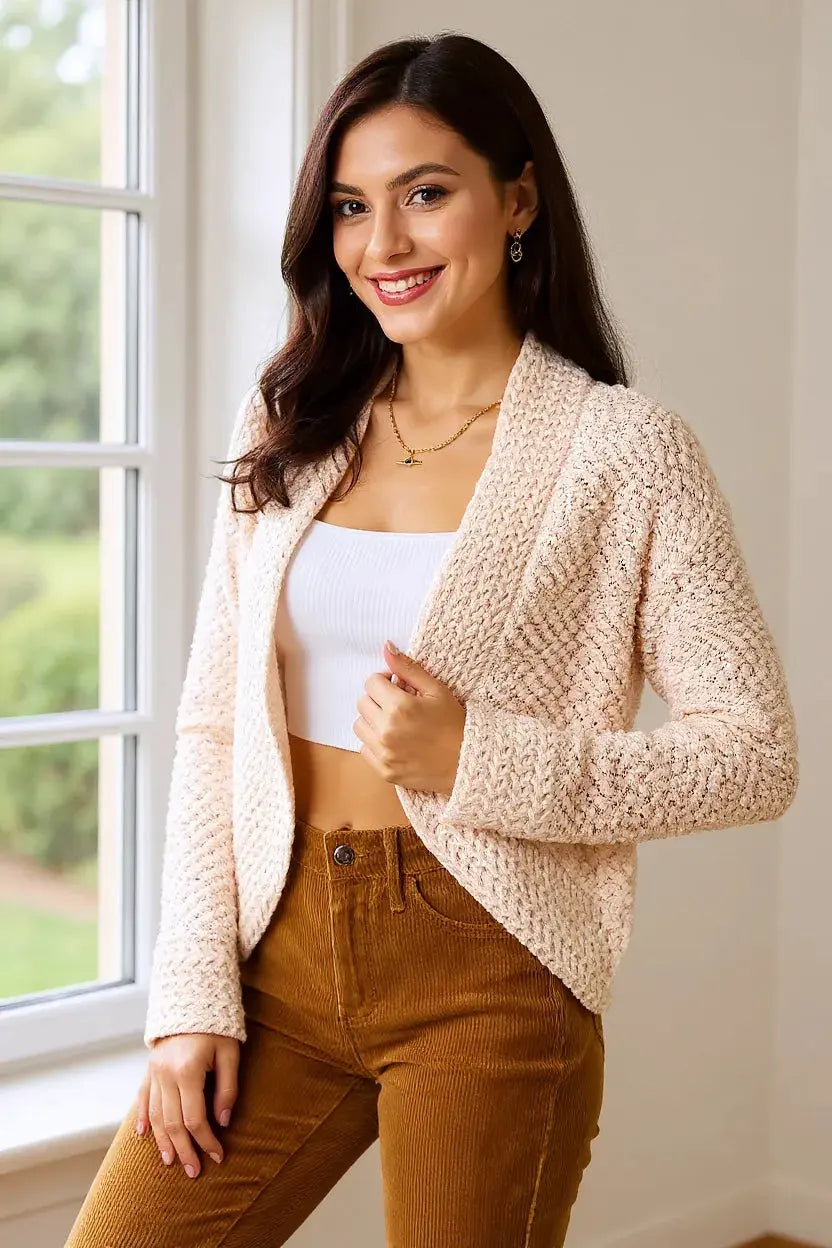 Double Take Open Front Long Sleeve Cardigan by Double Take