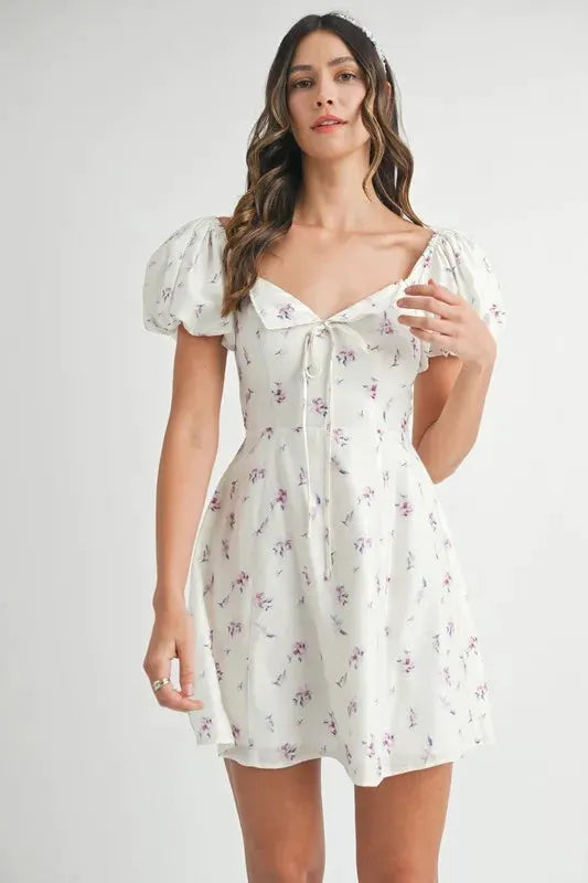 MABLE Floral Print Puff Sleeve Mini Dress by MABLE