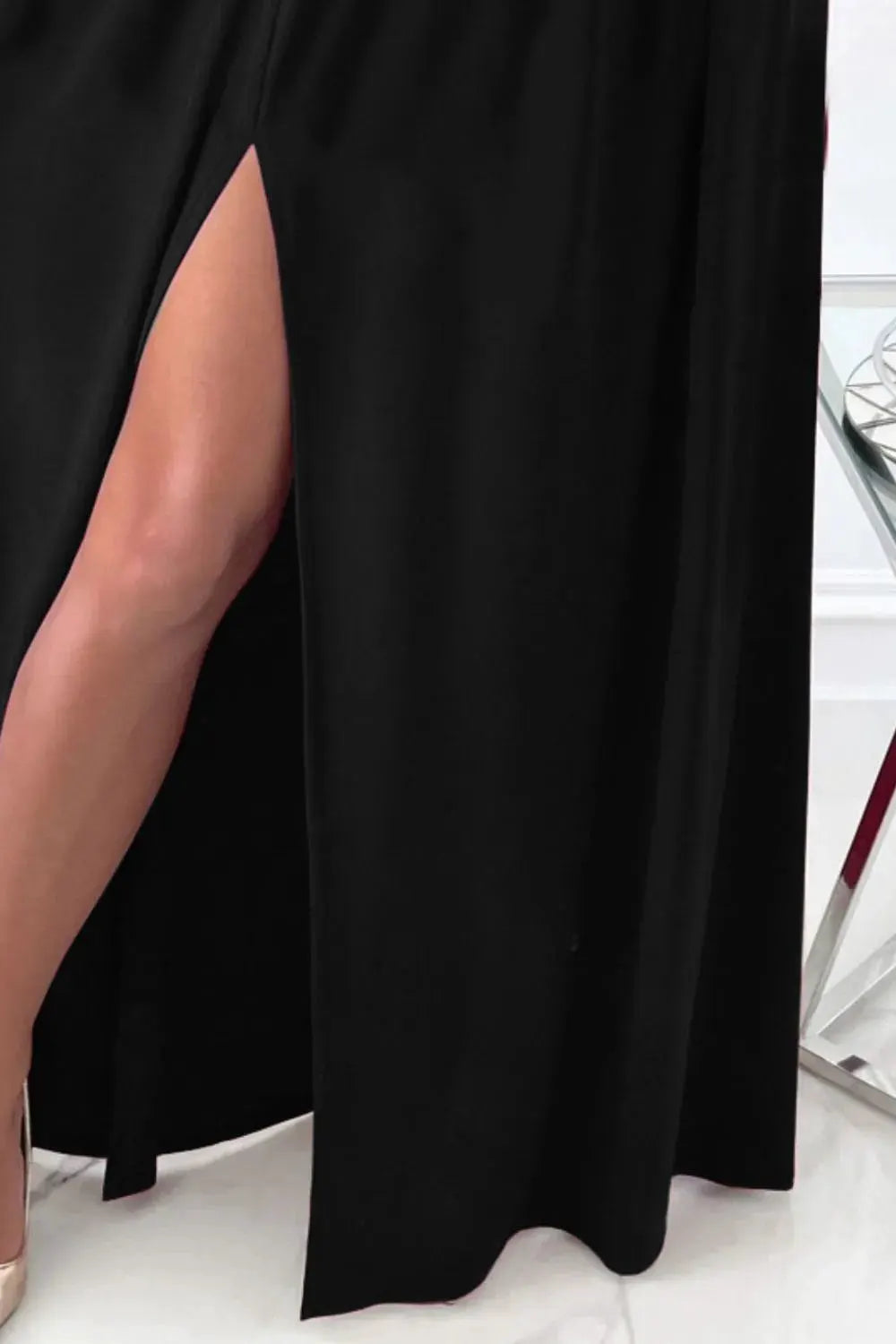 Slit Surplice Long Sleeve Maxi Dress by Partner Label
