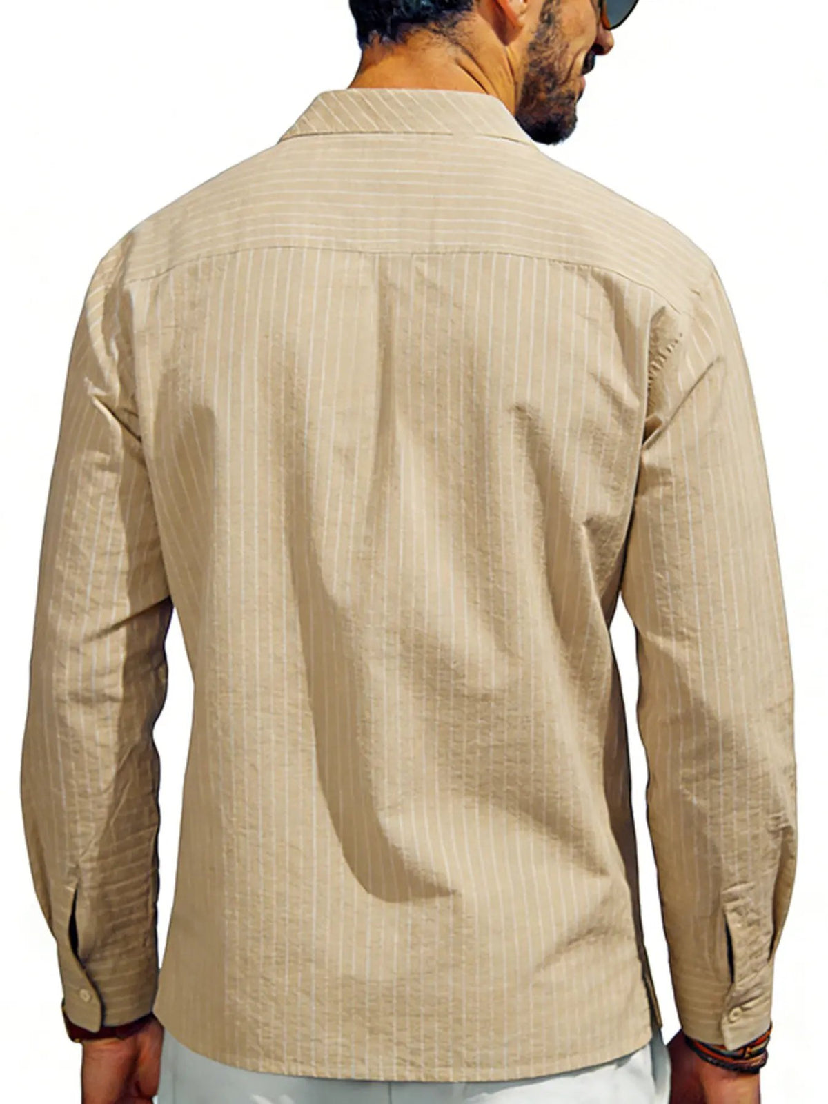 Men's Full Size Striped Long Sleeve Shirt Plus Size by Trendsi
