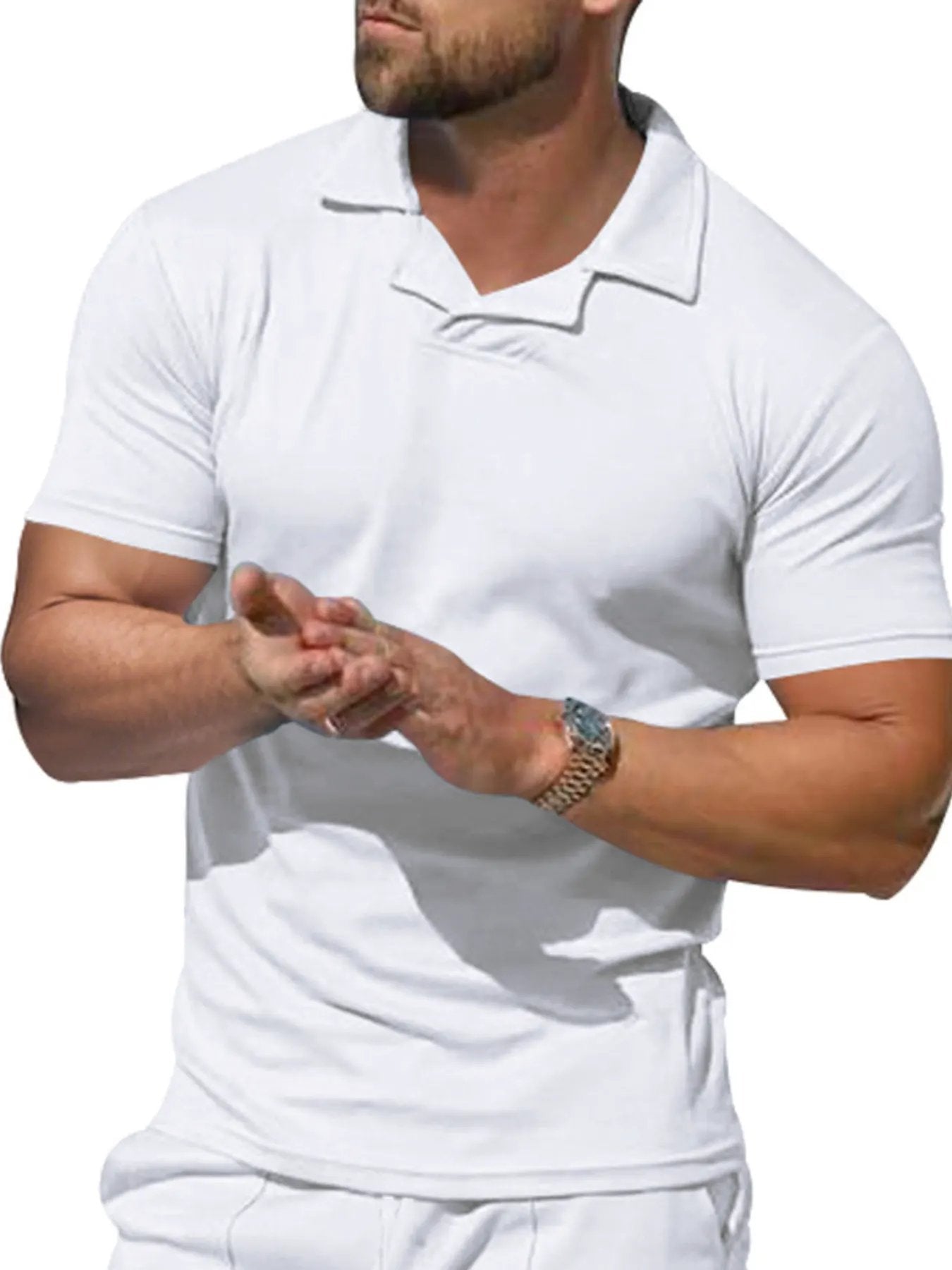 Men's Full Size Casual Short Sleeve Polo Plus Size by Trendsi