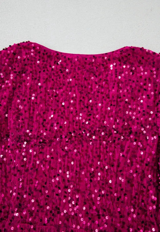 Sequin Surplice Long Sleeve Mini Dress by Partner Label