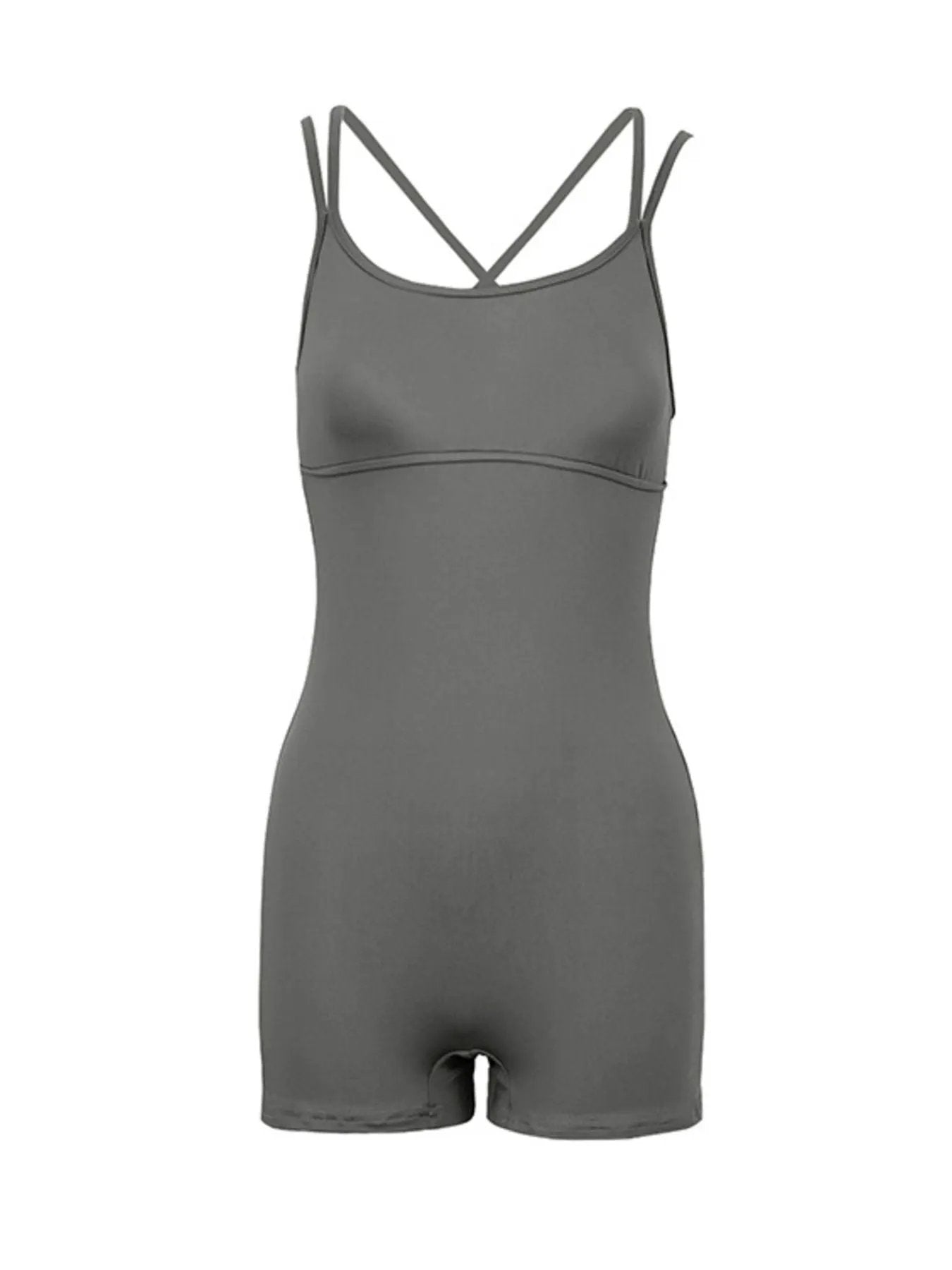 Double Spaghetti Strap Active Romper by Trendsi