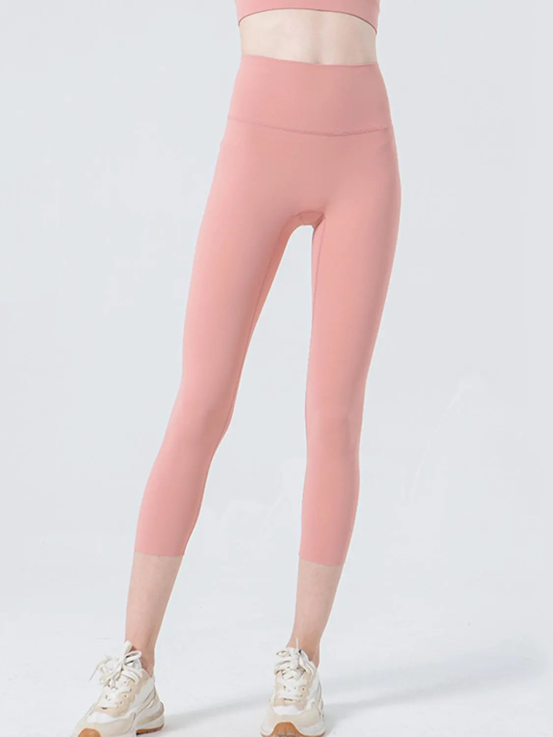 Wide Waistband Cropped Sports Leggings by Partner Label