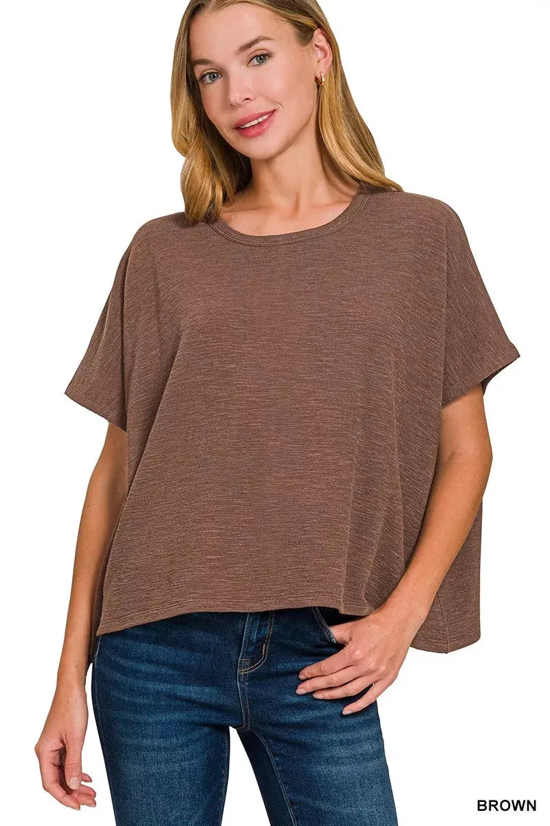 Zenana Cotton Slub Oversized Tee by Zenana
