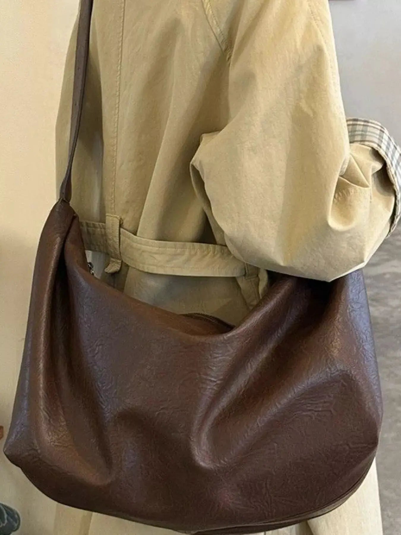 Large Capacity Faux Leather Tote Bag by Partner Label