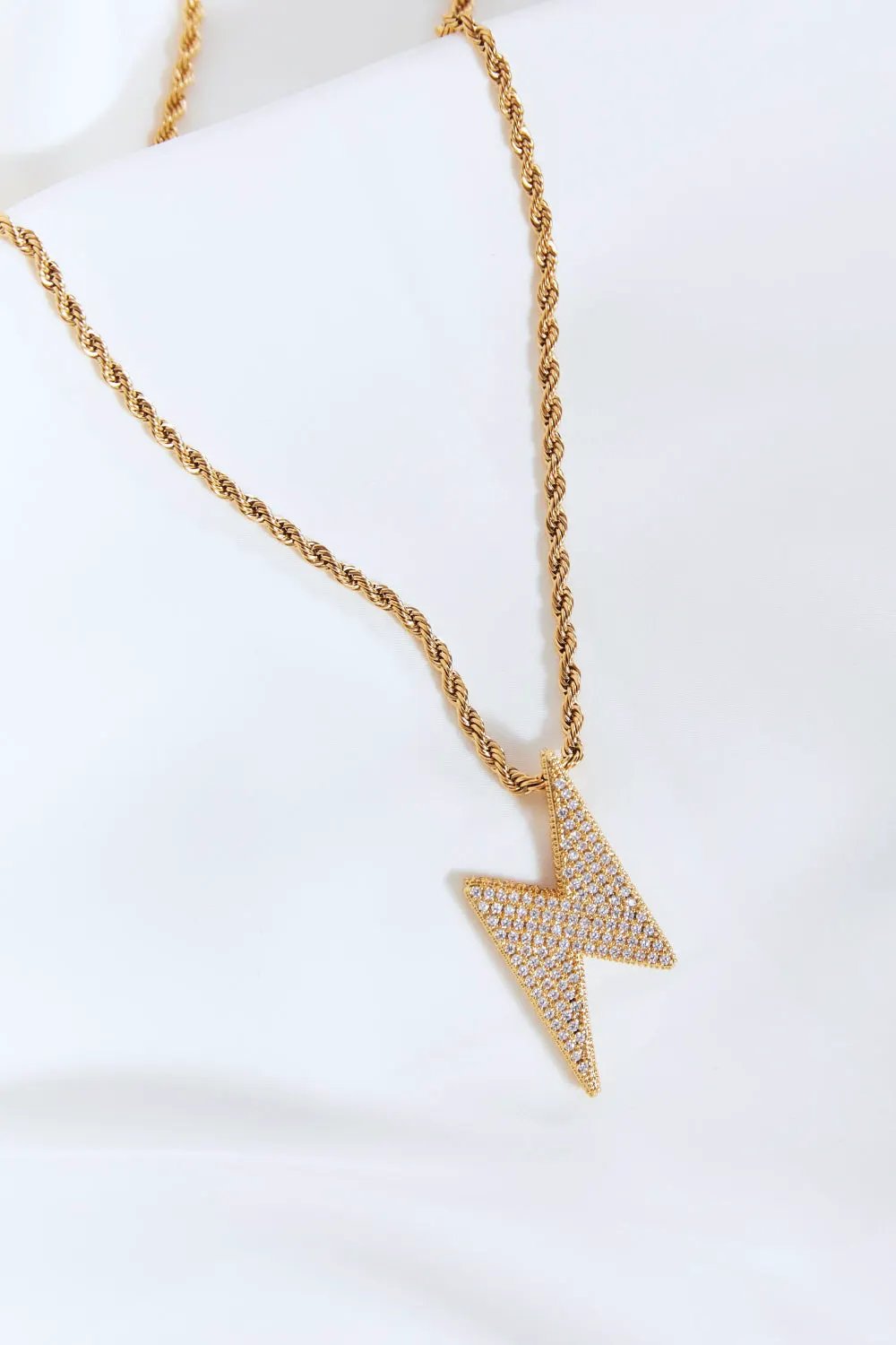 Brass Lightning Pendant Necklace by LabelPartner