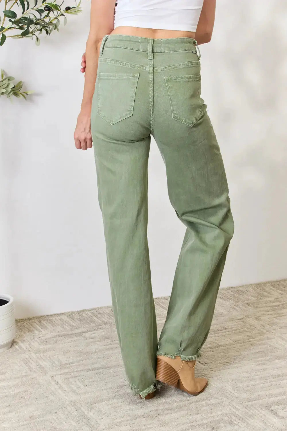 RISEN Full Size Raw Hem Wide-Leg Jeans by RISEN
