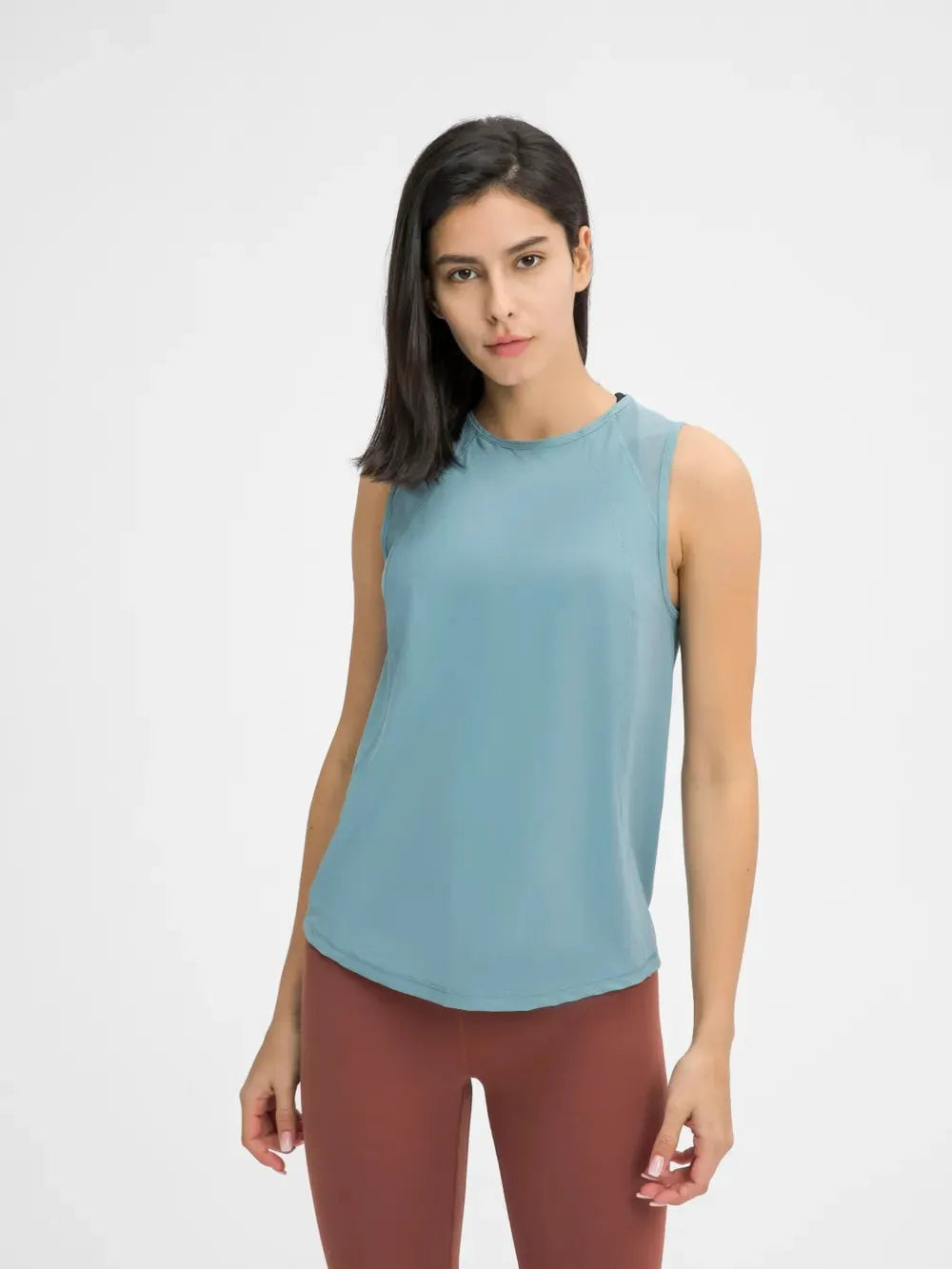 Millennia Cutout Back Round Neck Active Tank by Millennia