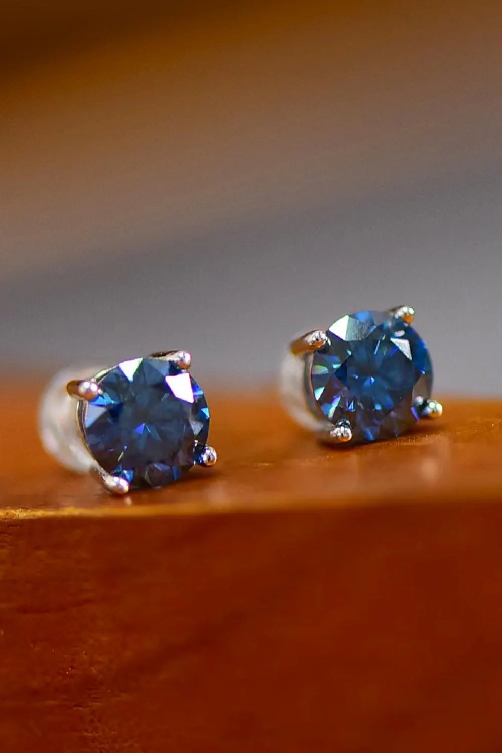 2 Carat Moissanite Four-Prong Platinum-Plated Earrings by Partner Label