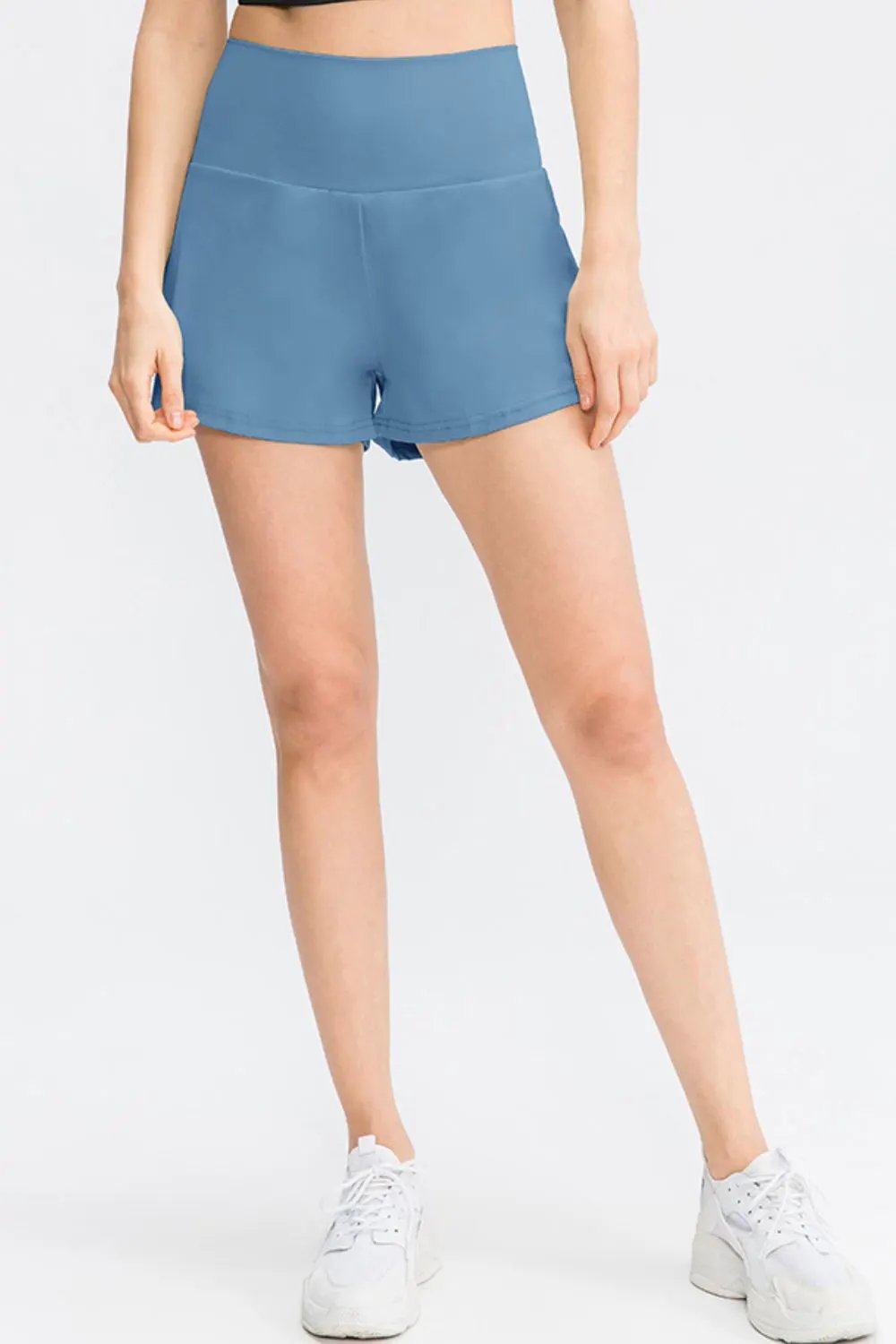 Wide Waistband Sports Shorts with Pockets by Partner Label
