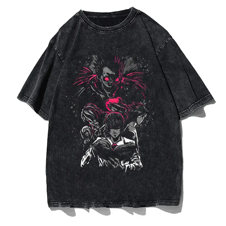 Men's Harajuku Distressed Anime Print T-Shirt Hip Hop Streetwear Cotton Oversized Tee by Vimost Shop