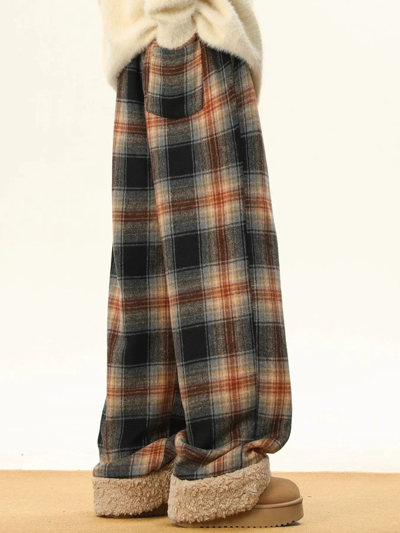 Men's Plus Size Plaid Wide Leg Pants by Partner Label