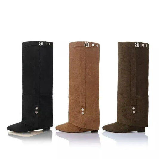 Point Toe Block Heels Boots by Partner Label