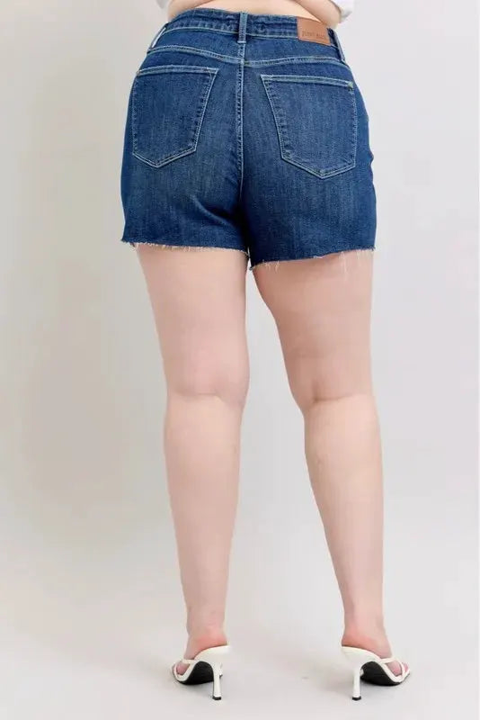 Judy Blue Full Size High Waist Criss-Cross Waistband Denim Shorts Plus Size by Judy Blue