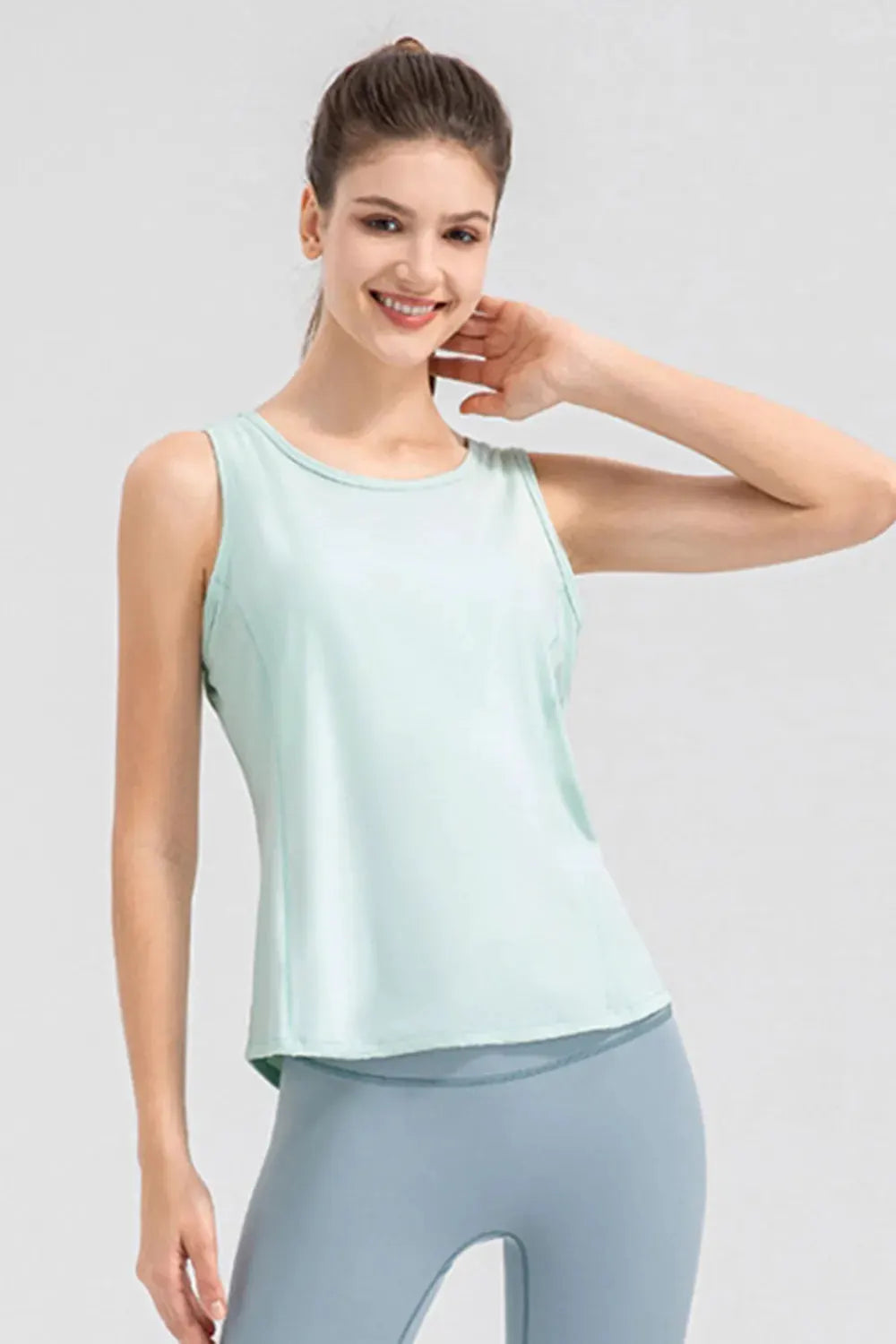 Wide Strap Round Neck Active Tank by Partner Label