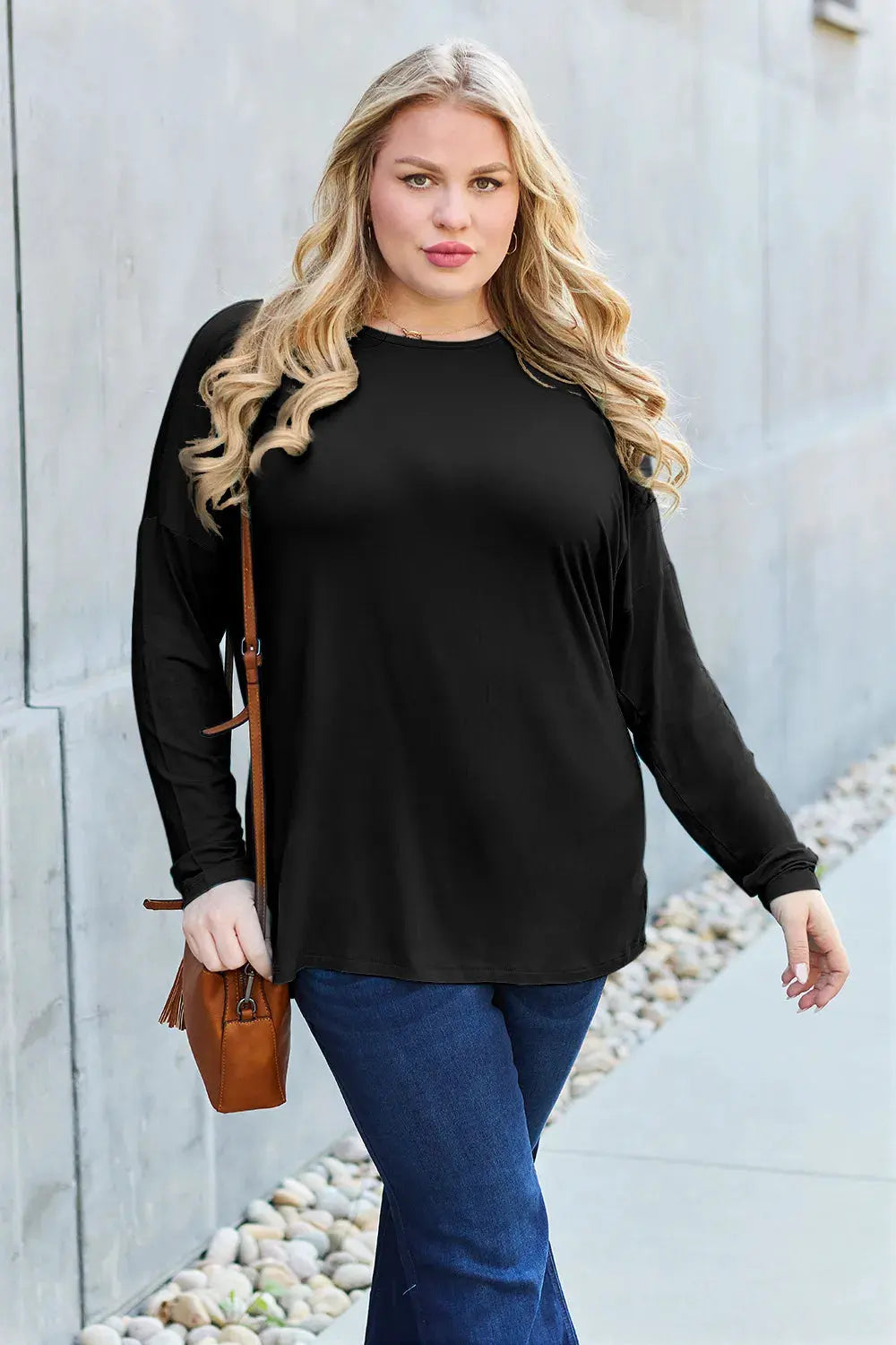 Basic Bae Full Size Round Neck Dropped Shoulder T-Shirt by Basic Bae