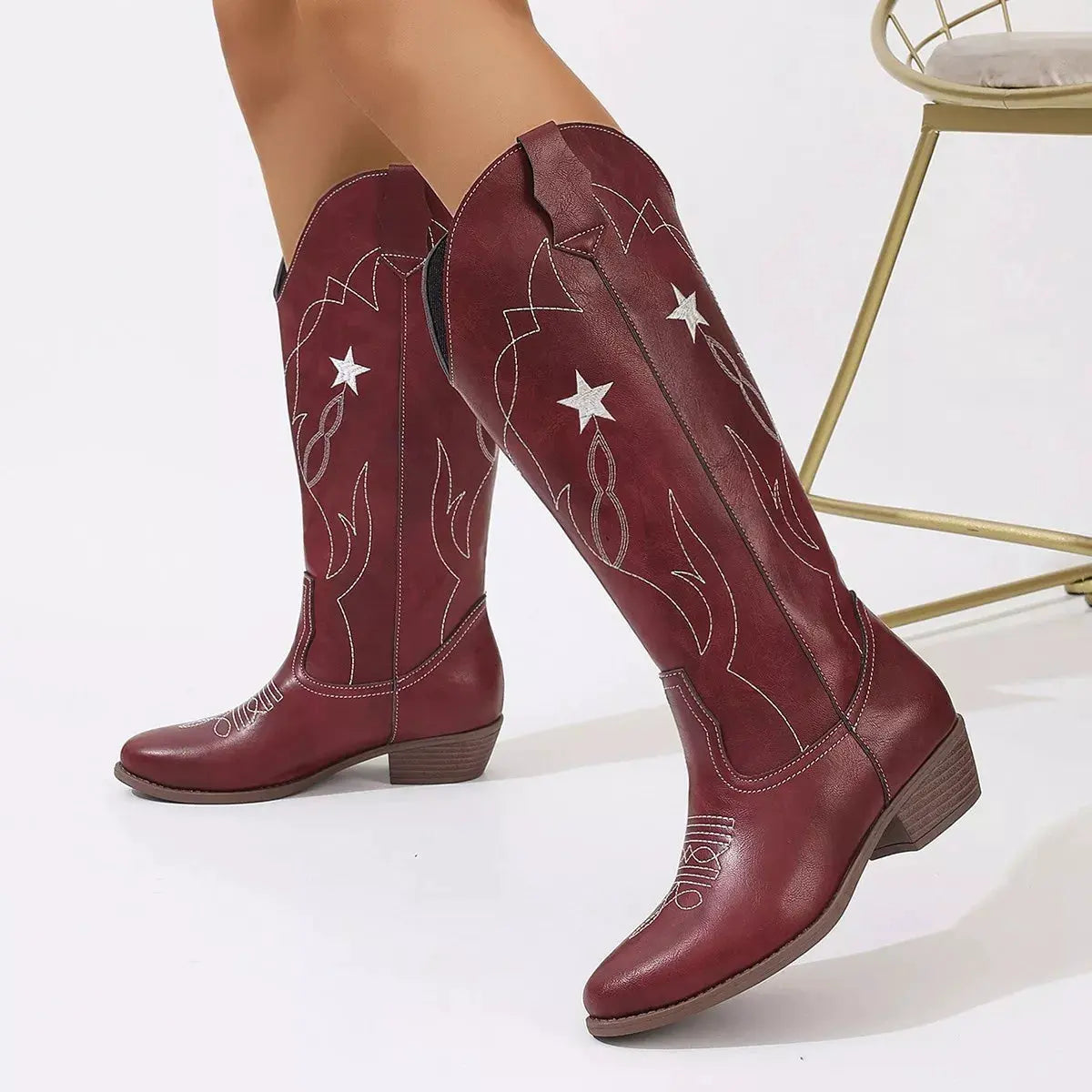 Western Star Embroidered Cowboy Boots by Partner Label