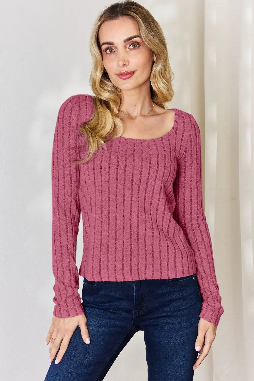 Basic Bae Full Size Ribbed Long Sleeve T‑Shirt | Partner Labels Selection by Partner Label