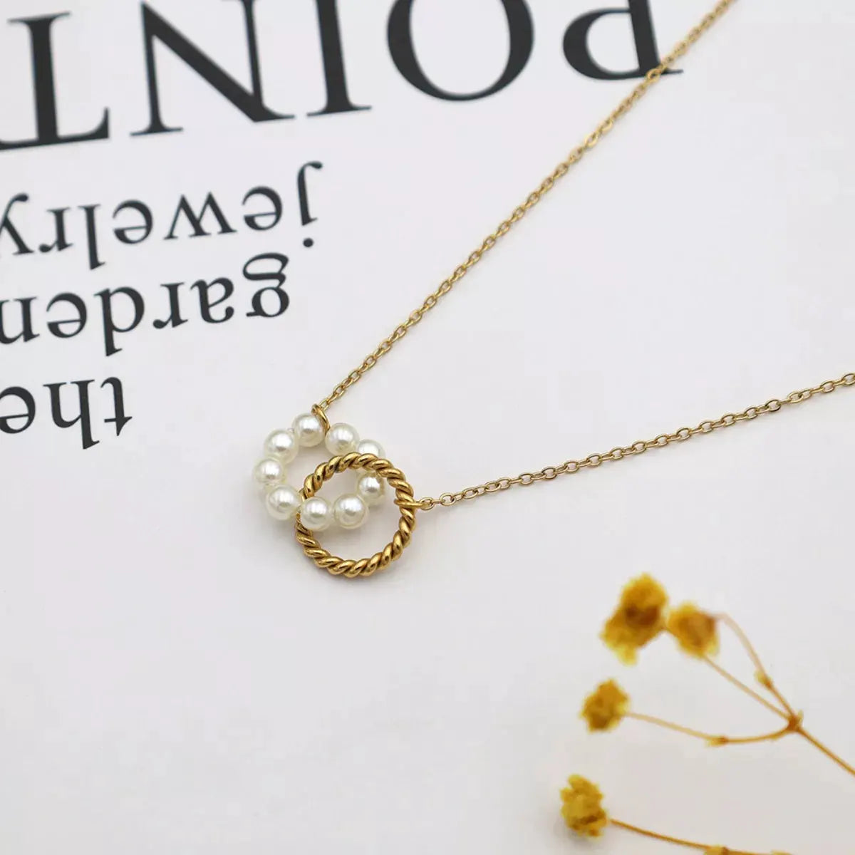 18K Gold-Plated Pearl Twisted Pendant Necklace by Partner Label