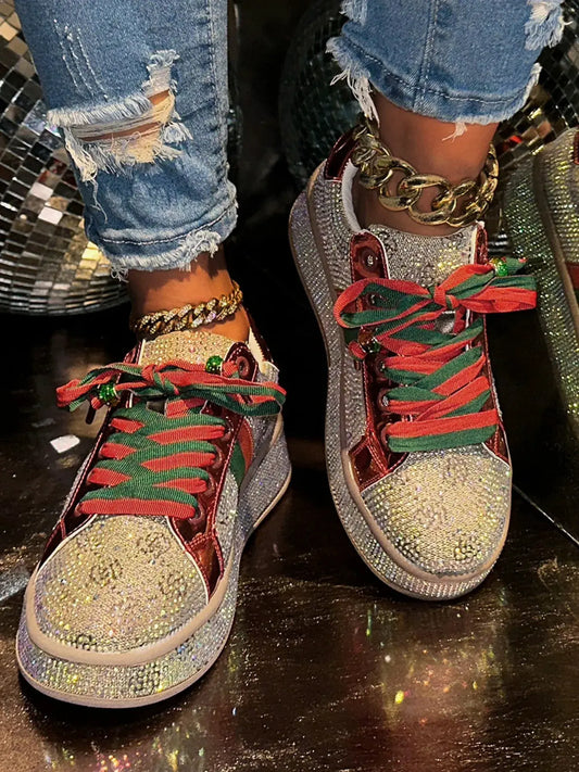 Rhinestone Round Toe Sneakers by Partner Label