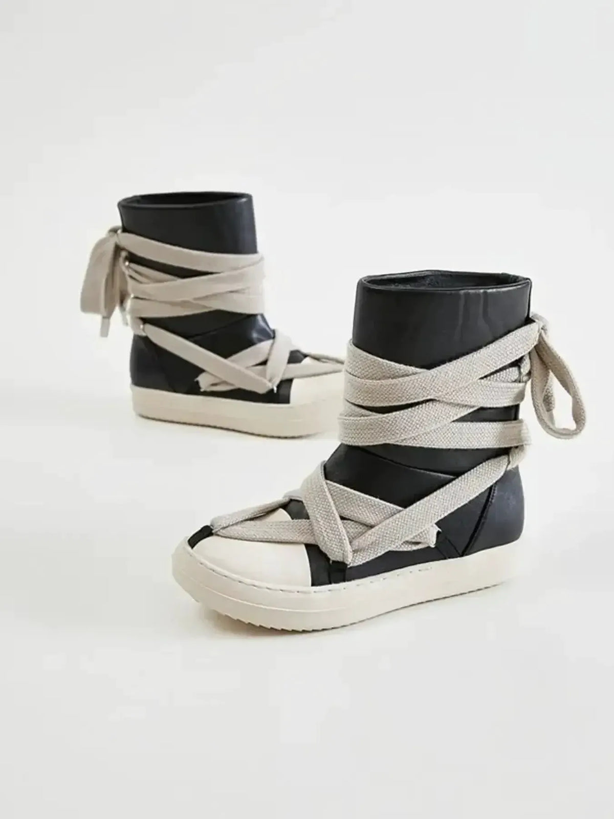 Lace-Up Round Neck Sneaker Boots by Partner Label