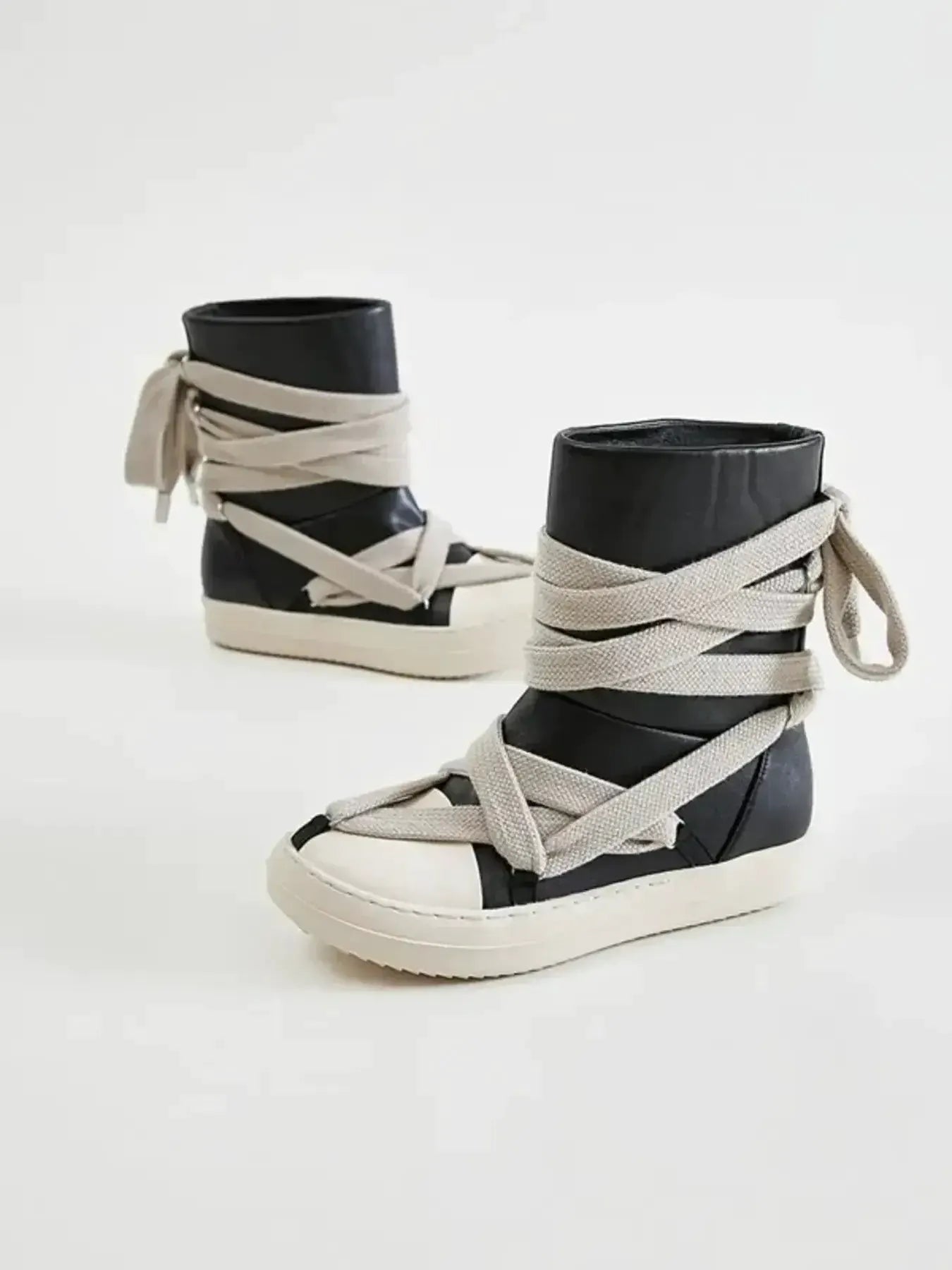 Lace-Up Round Neck Sneaker Boots by Partner Label