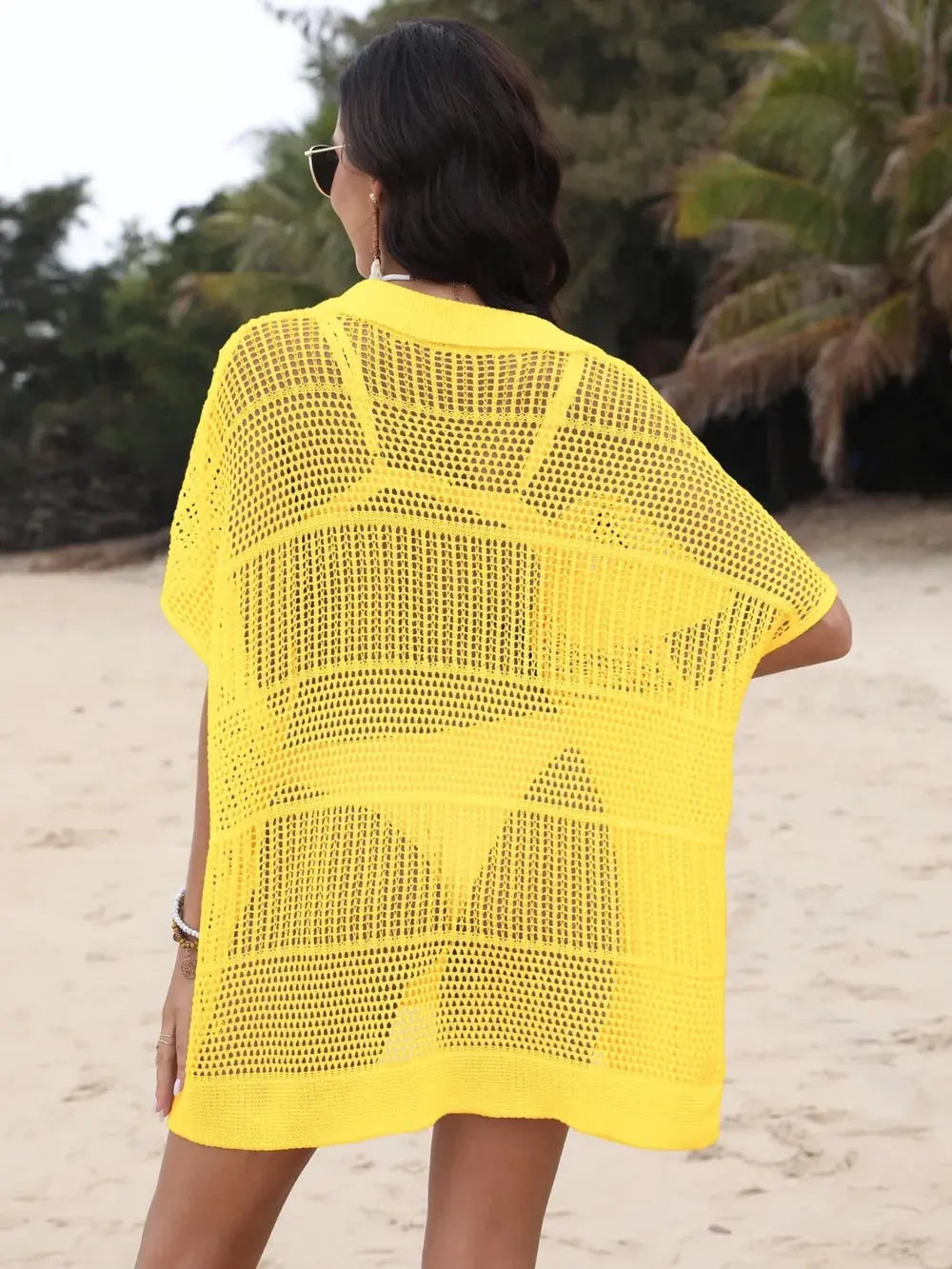 Hollow Out Collared Neck Cover-Up by Partner Labels