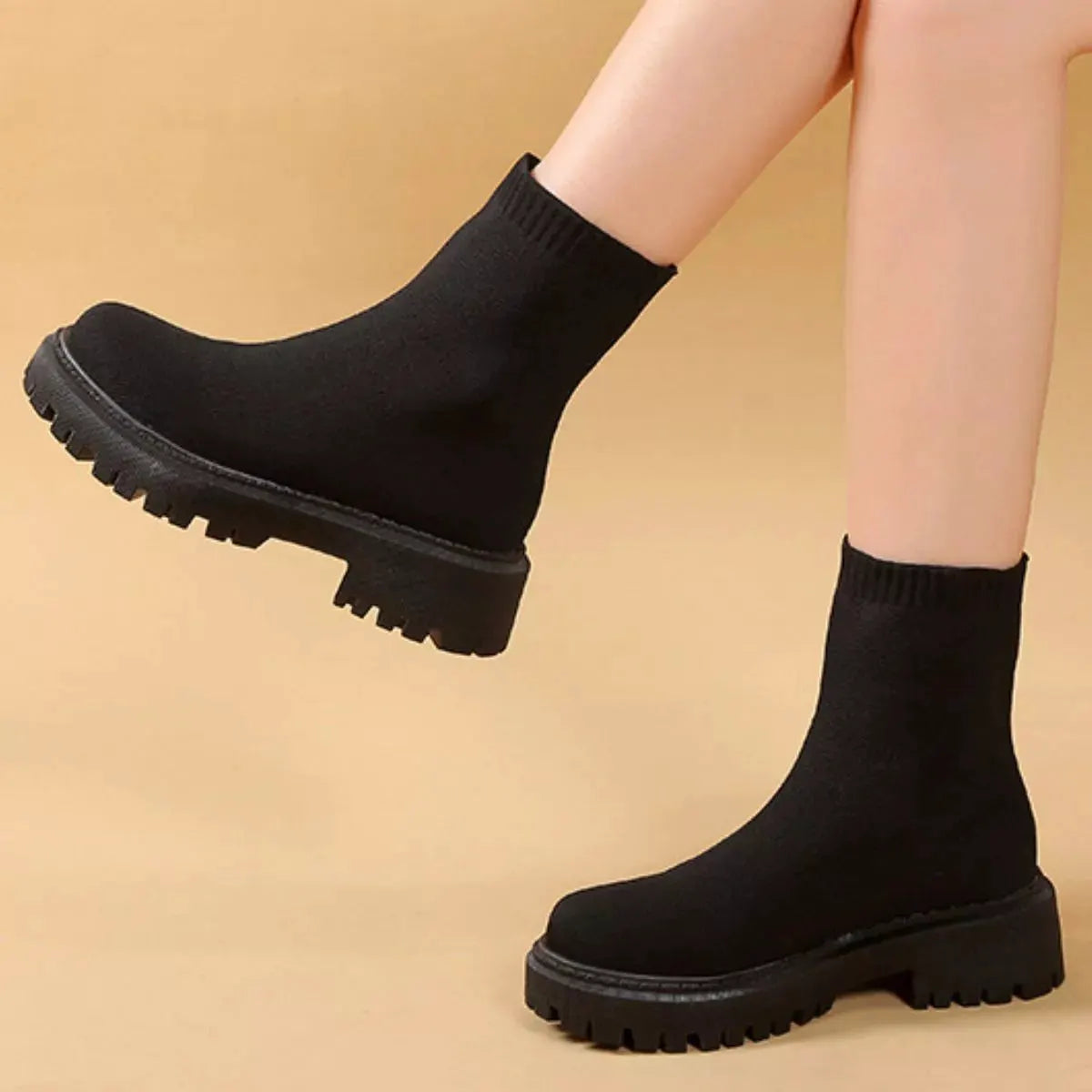 Round Toe Block Heels Boots by Partner Label