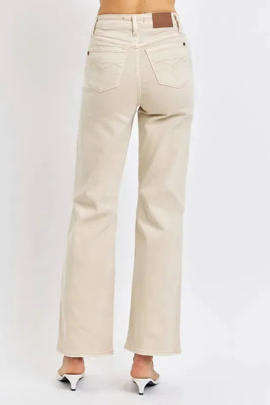 Judy Blue Full Size High Waist Distressed Wide Leg Jeans by Judy Blue